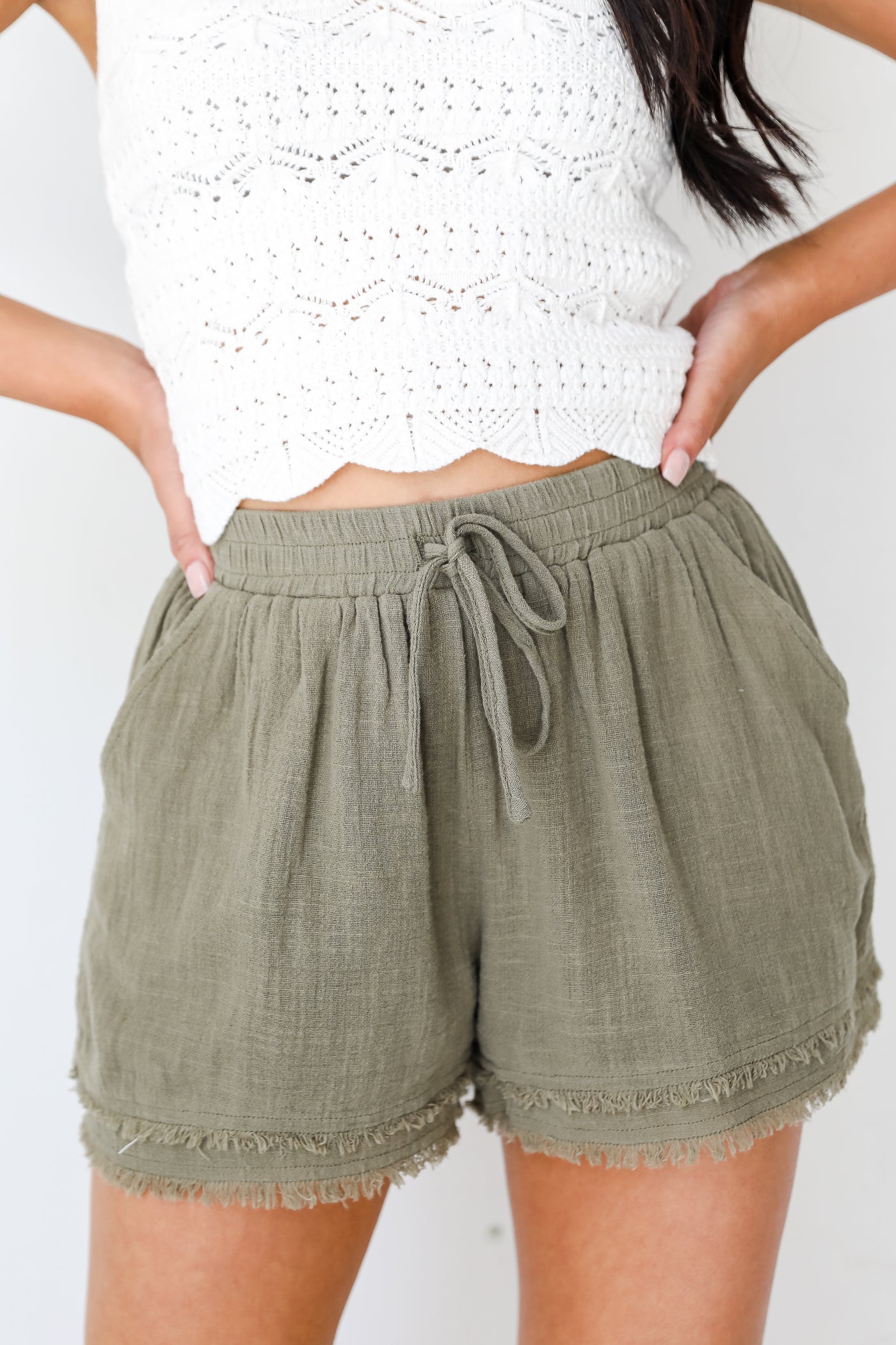 olive Linen Shorts