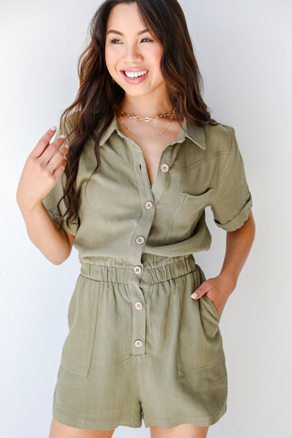 Linen Romper front view