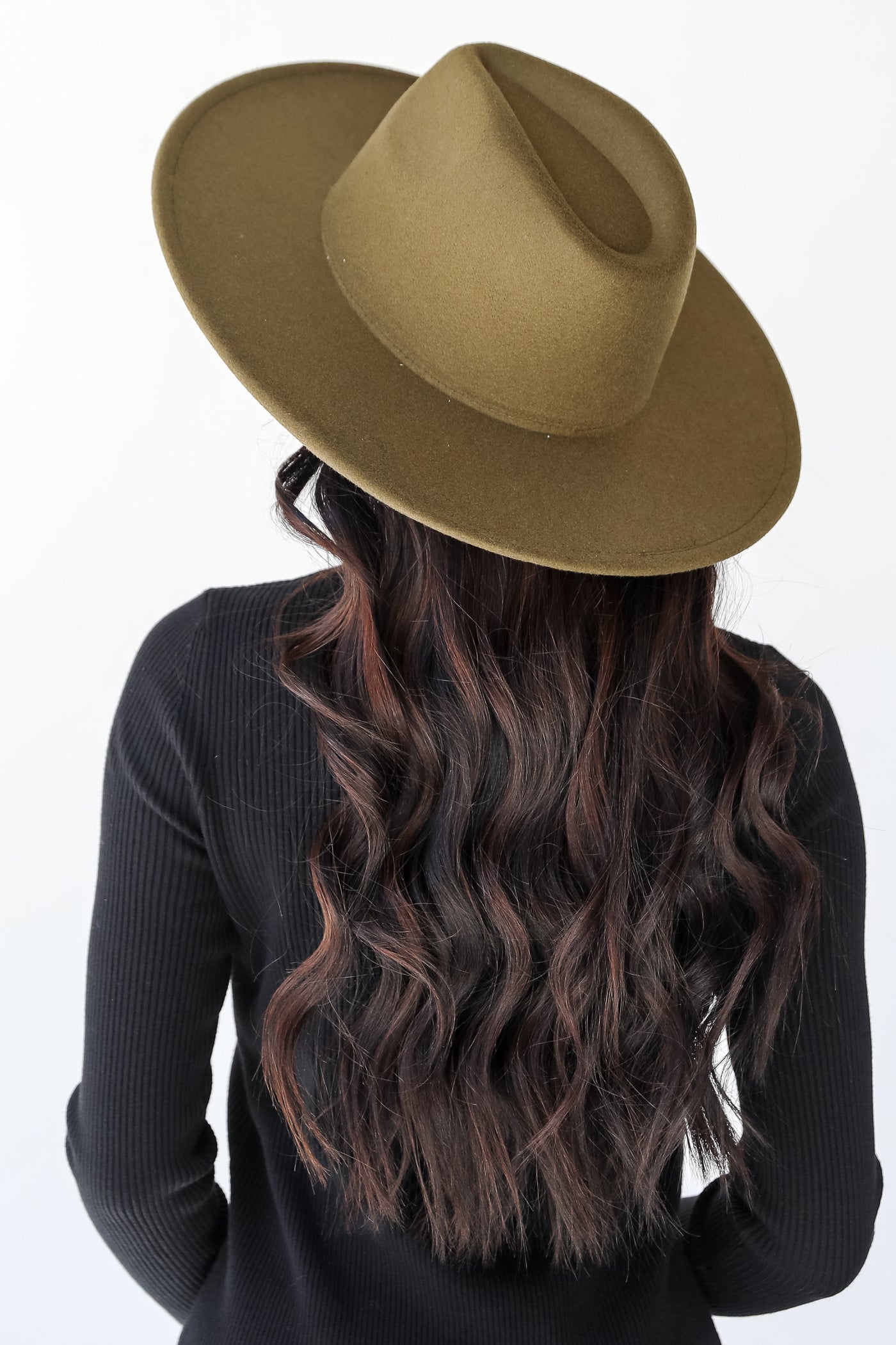 olive Wide Brim Fedora Hat