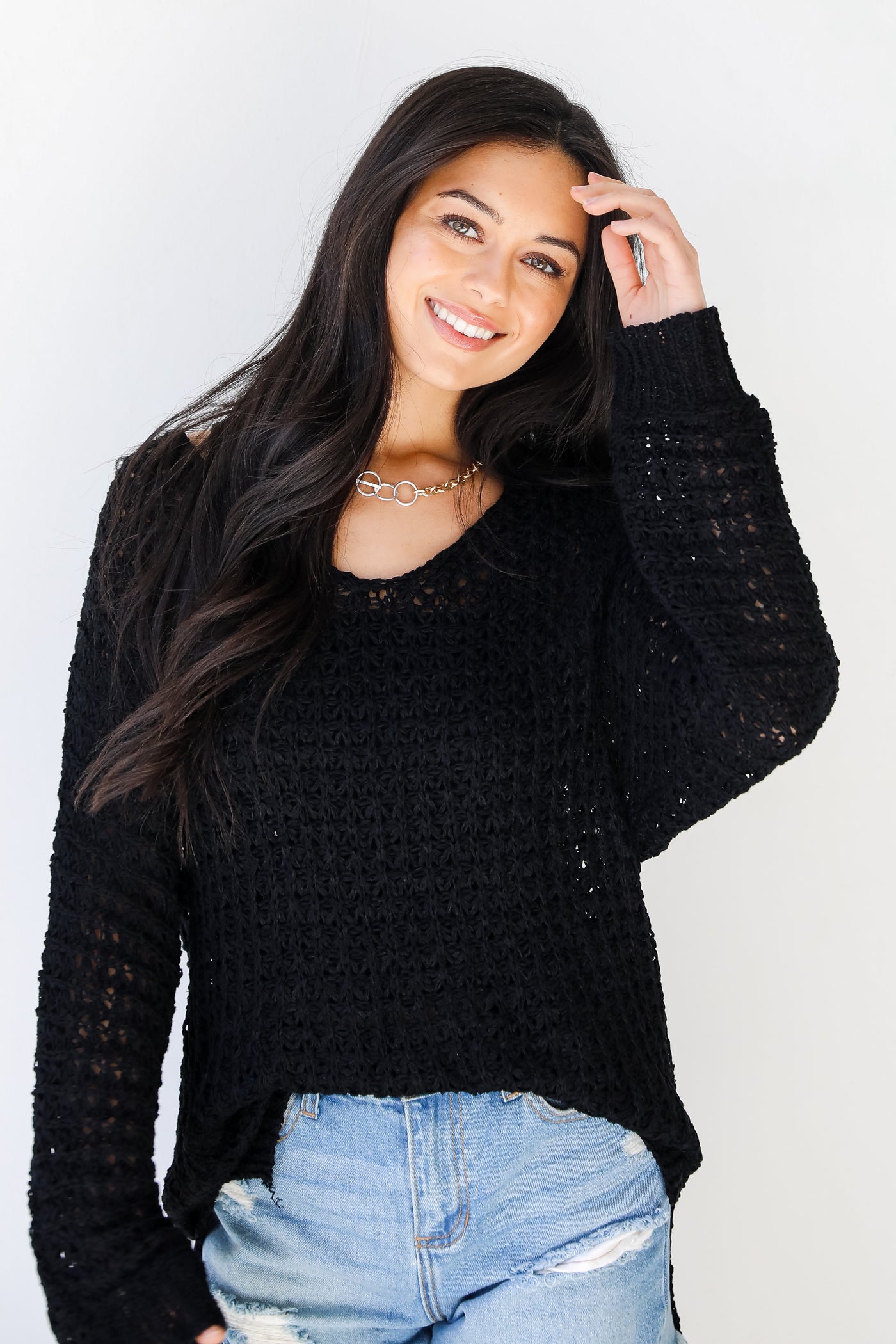 Loose Knit Sweater in black
