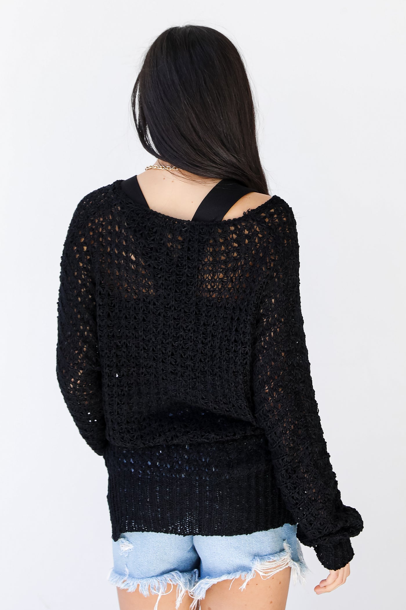 Loose Knit Sweater in black back view