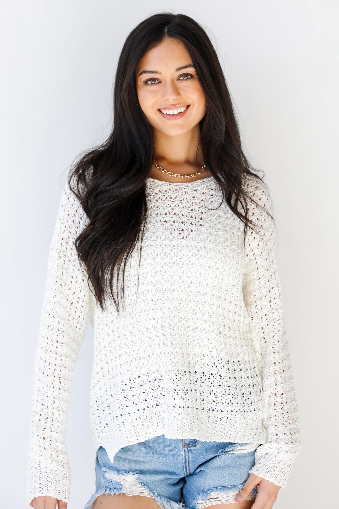 Loose Knit Sweater in white