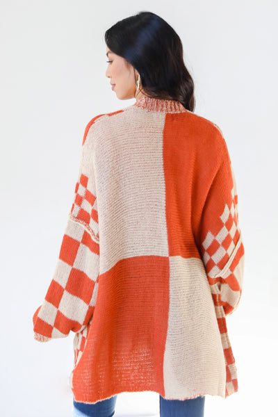 Checkered Sweater Cardigan back view