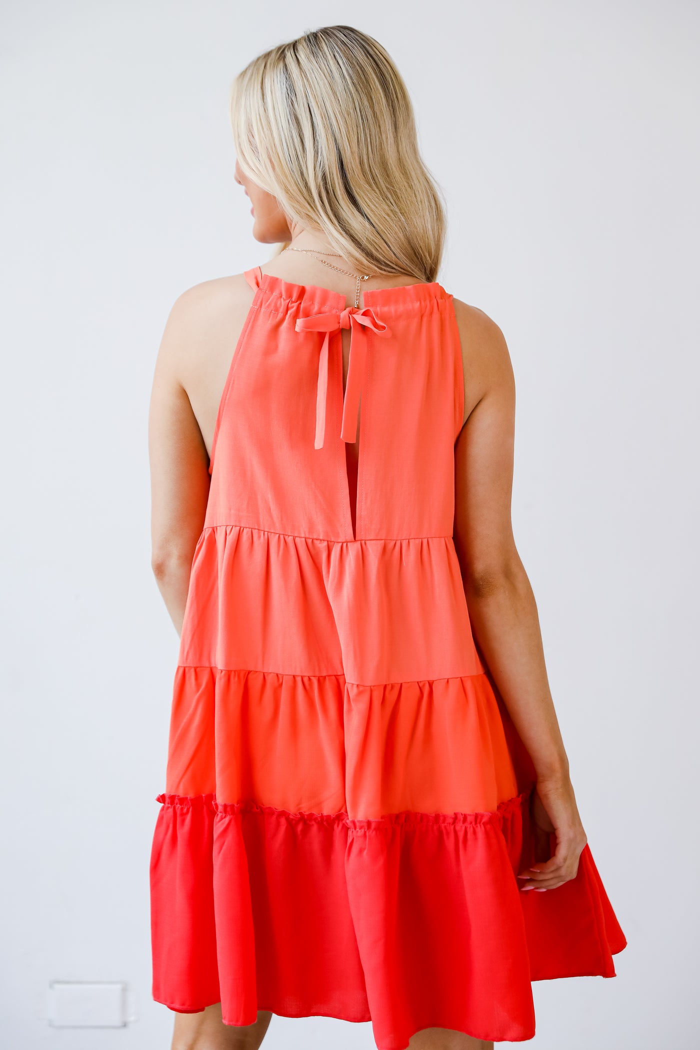 Color Block Tiered Mini Dress back view
