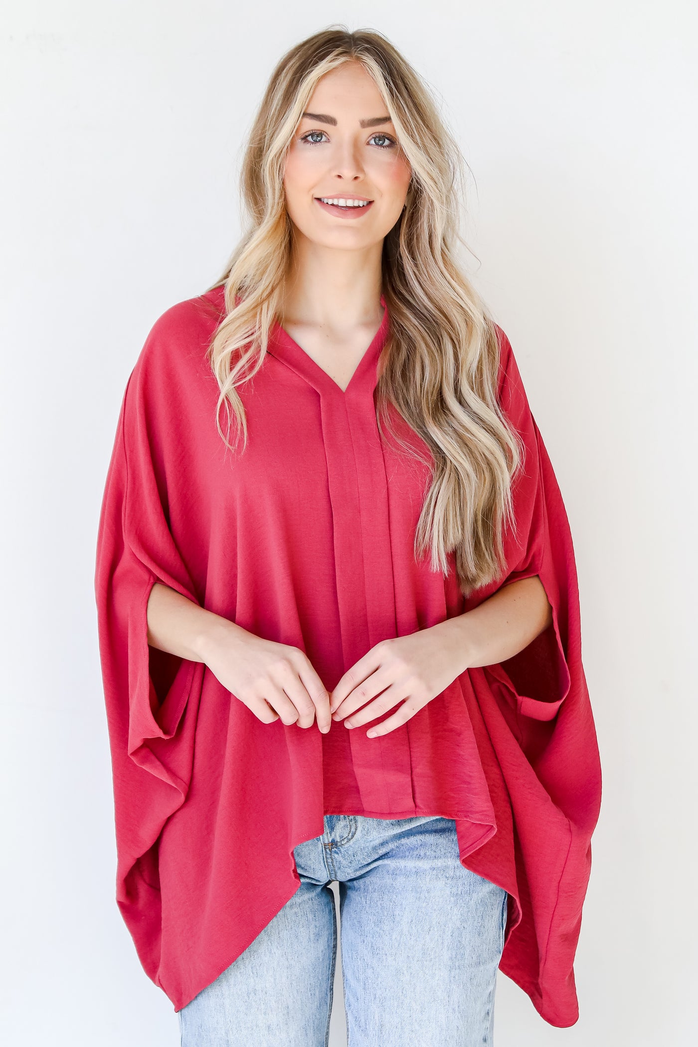 red Oversized Blouse