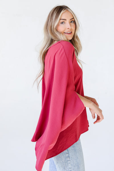 red Oversized Blouse side view