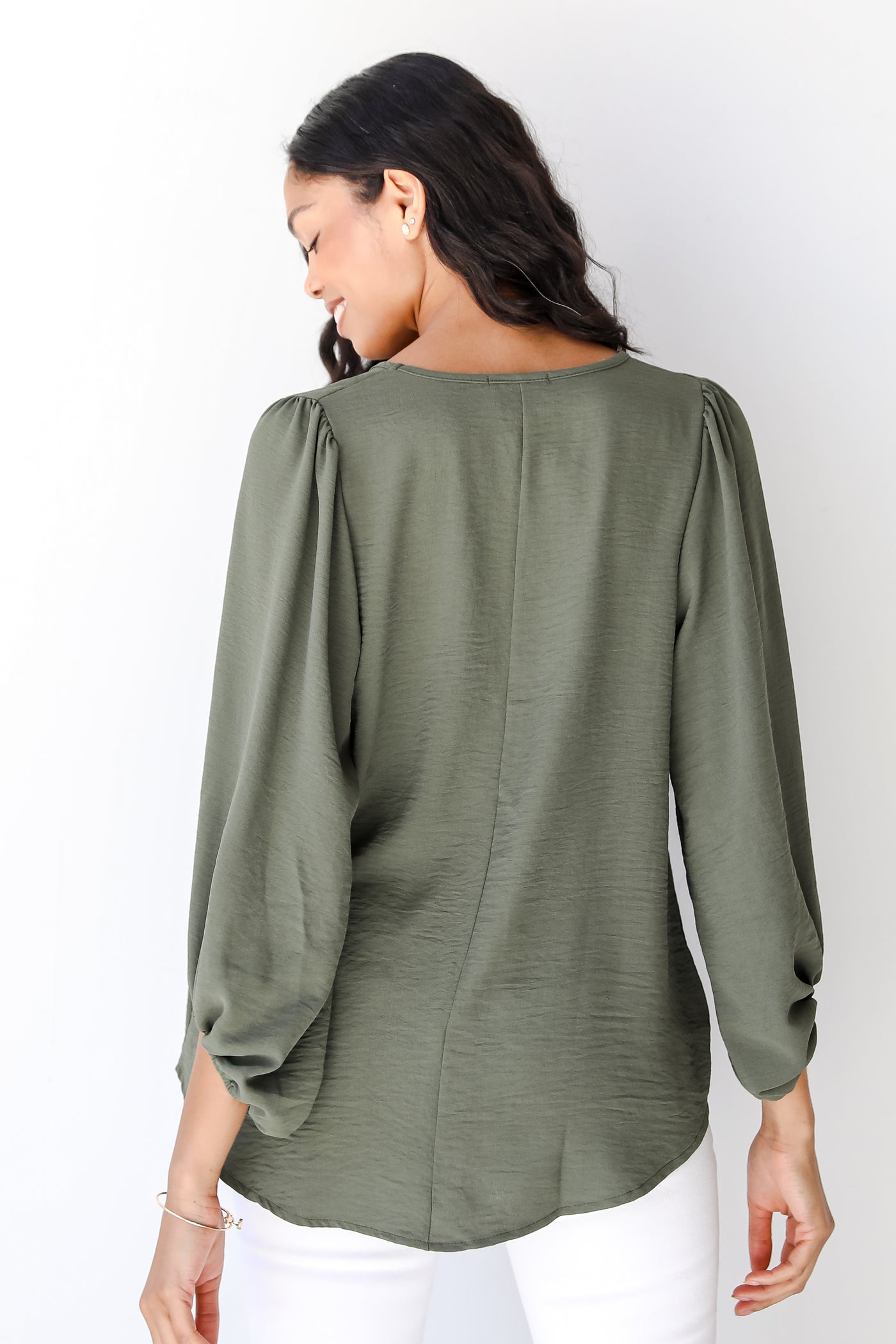 green Blouse back view