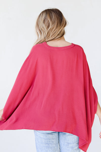 red Oversized Blouse back view