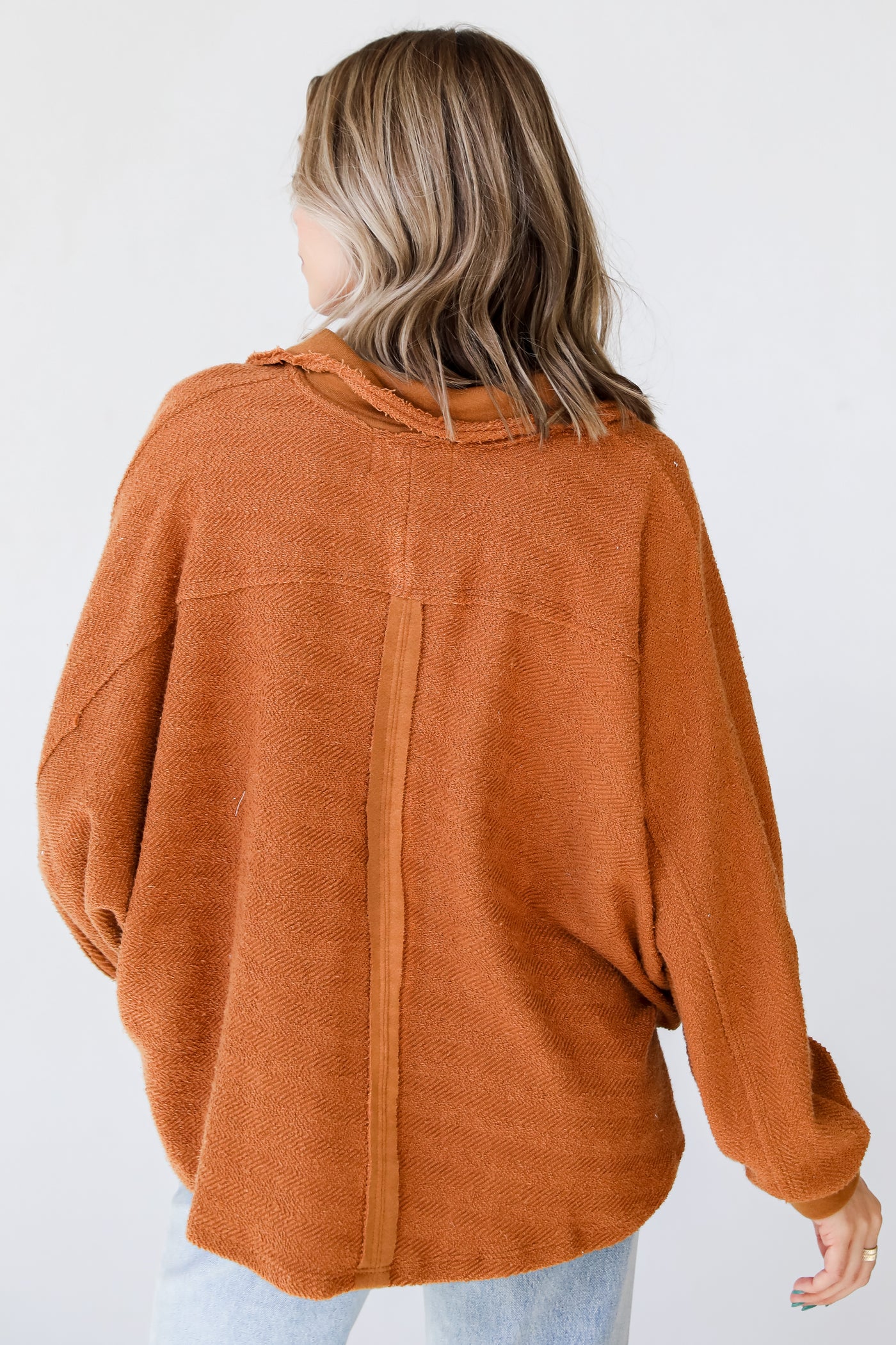 camel Oversized Collared Top back view
