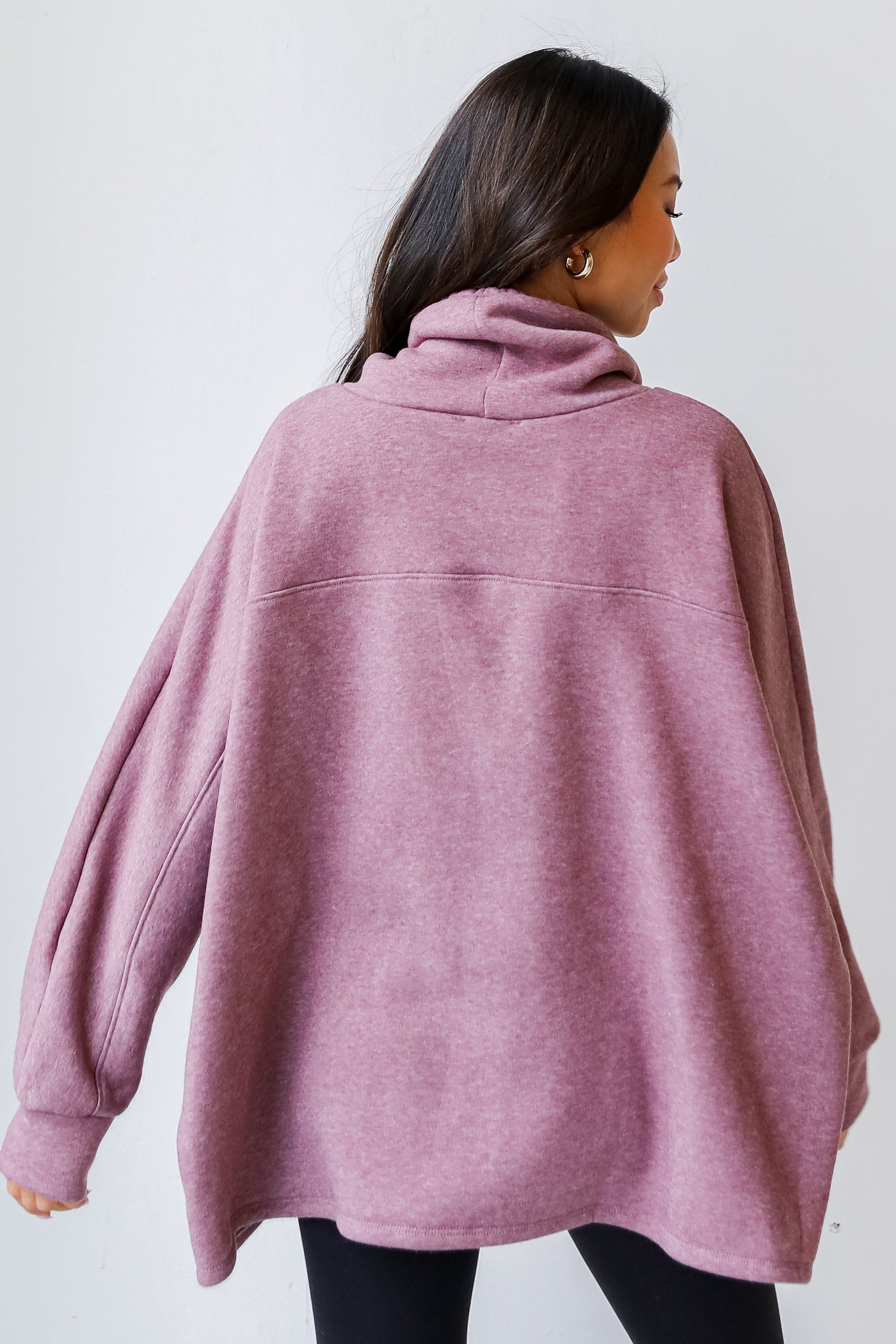 Cowl Neck Pullover in wine back view
