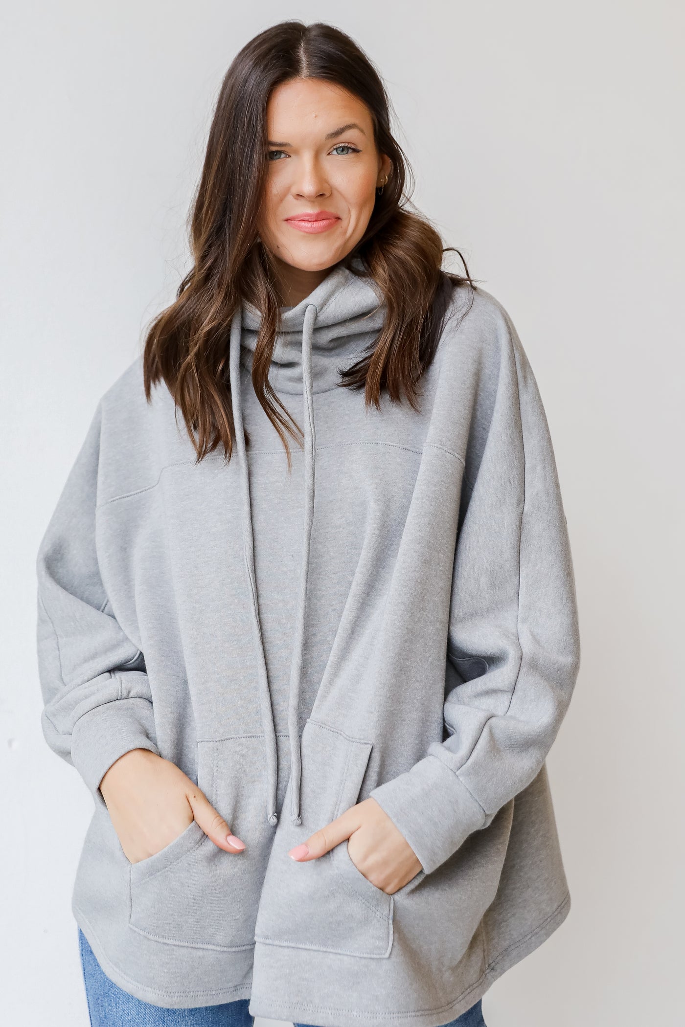 Cowl Neck Pullover in heather grey