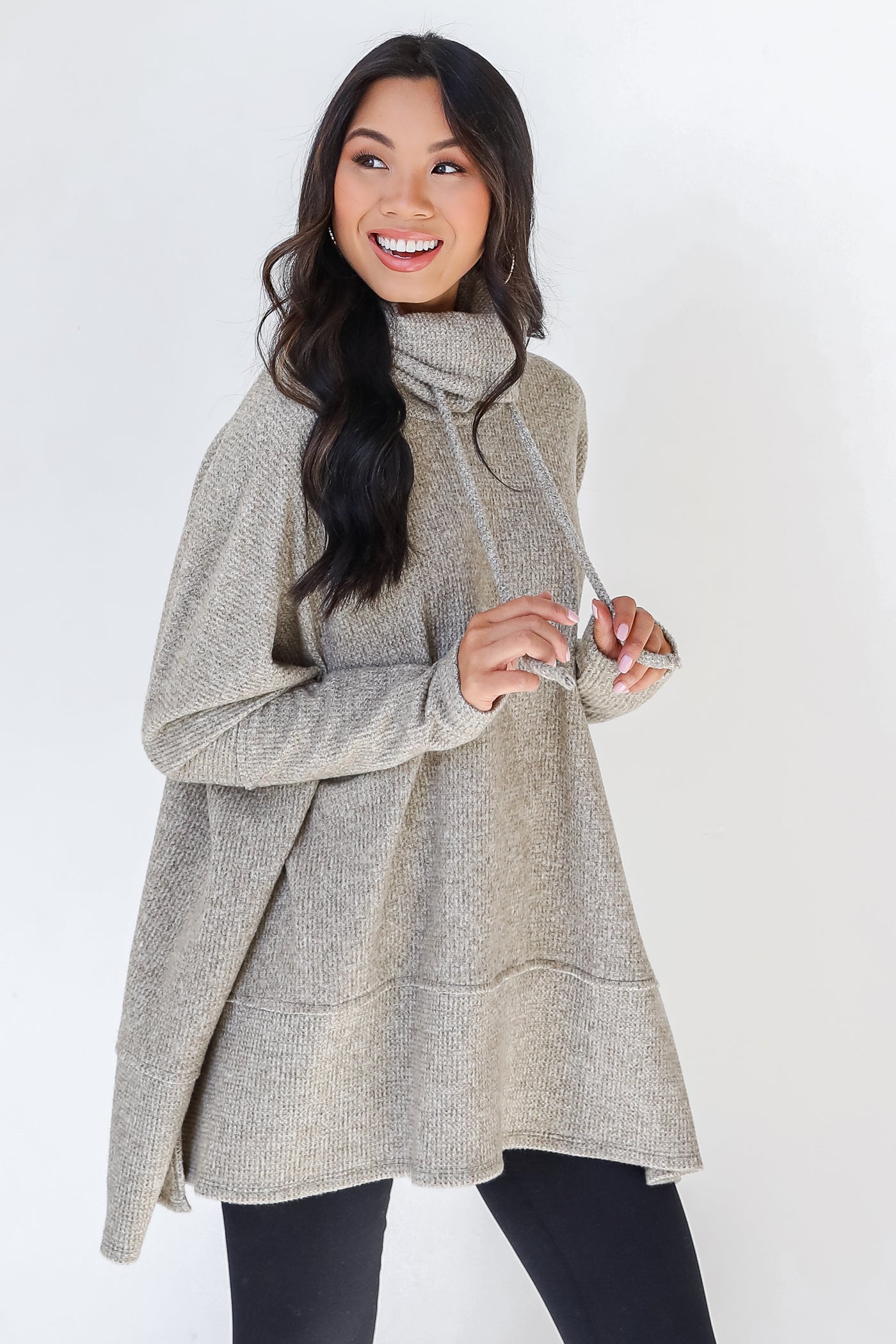 Oversized Cowl Neck Sweater in olive