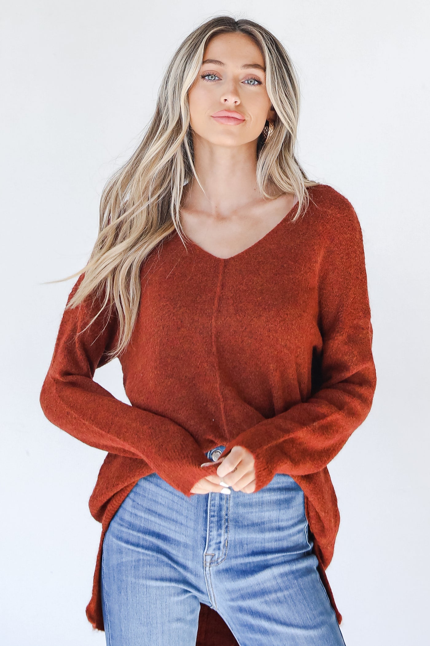 Oversized Sweater in rust front view