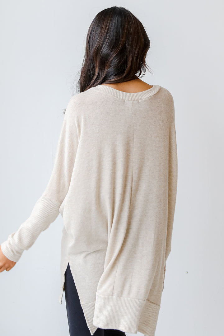 Brushed Knit Top in oatmeal back view