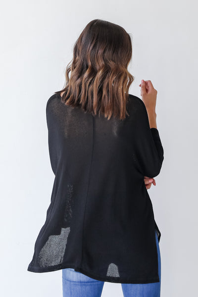 Lightweight Knit Top in black back view