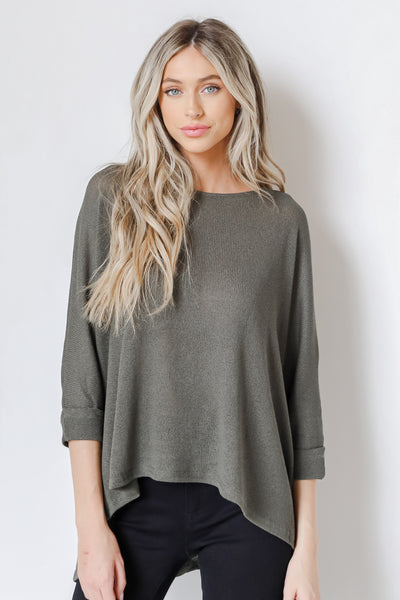 Lightweight Knit Top in olive