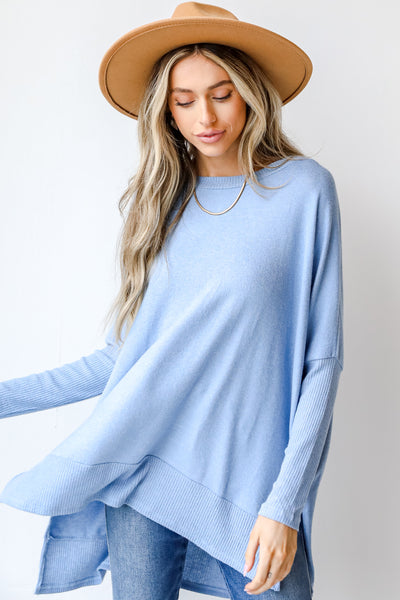 Brushed Knit Top in blue