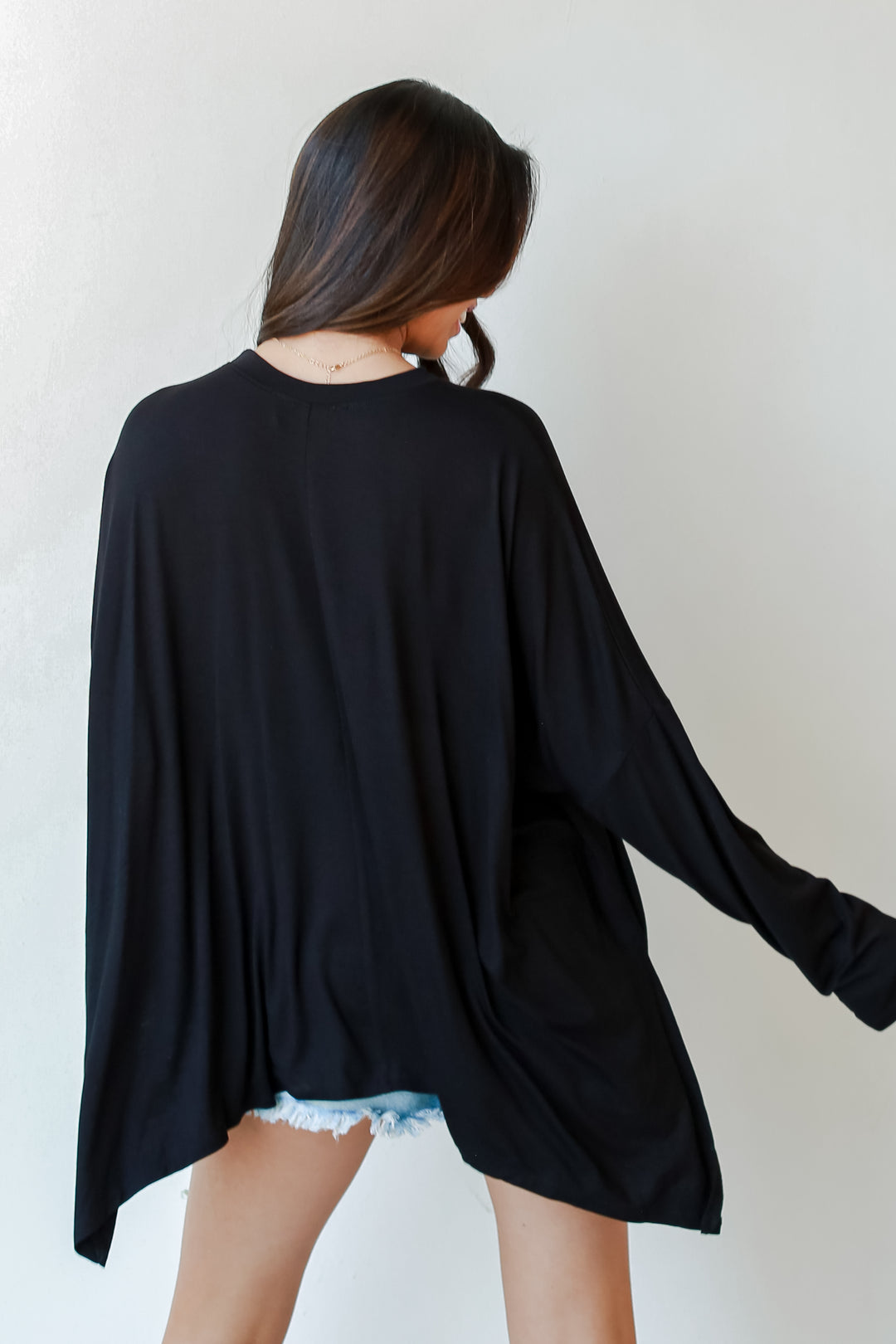 Oversized Jersey Knit Top in black back view