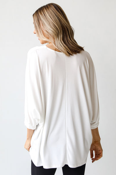 white Oversized Tee back view