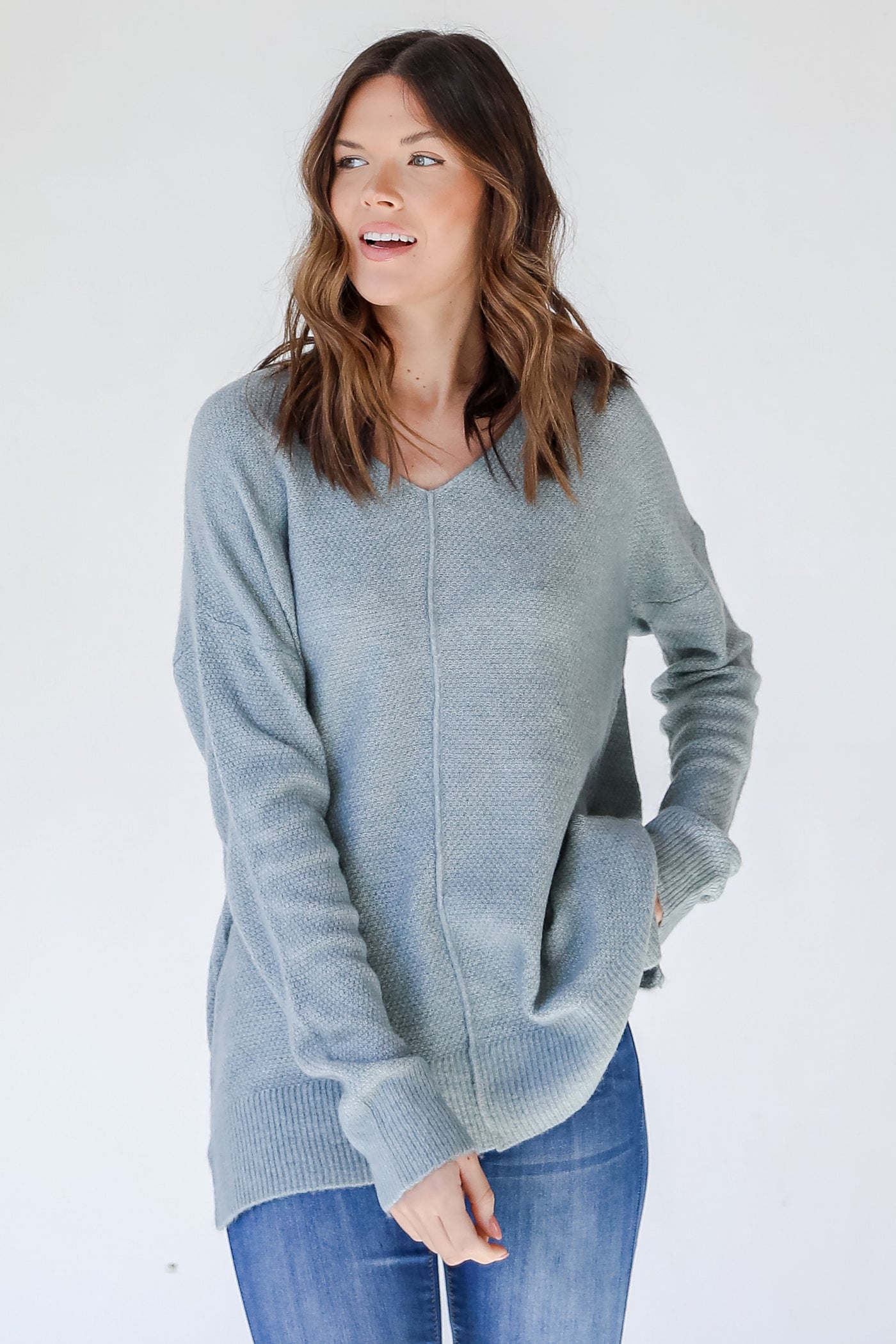 Oversized Sweater in light blue front view