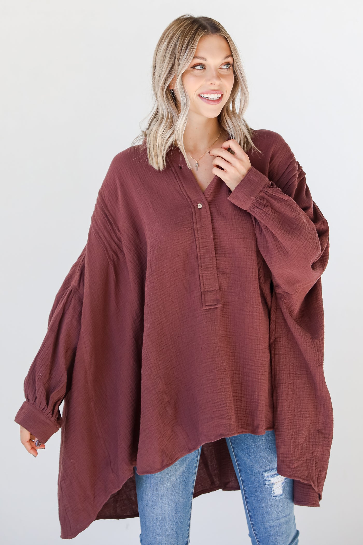 Oversized Linen Tunic front view