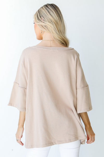 Knit Tee in taupe back view