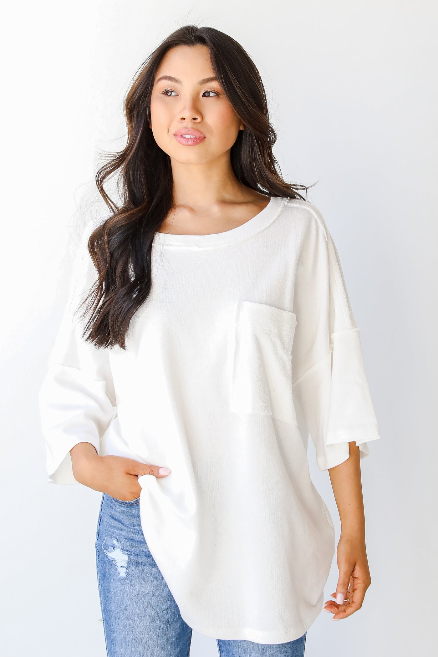 Knit Tee in white front view
