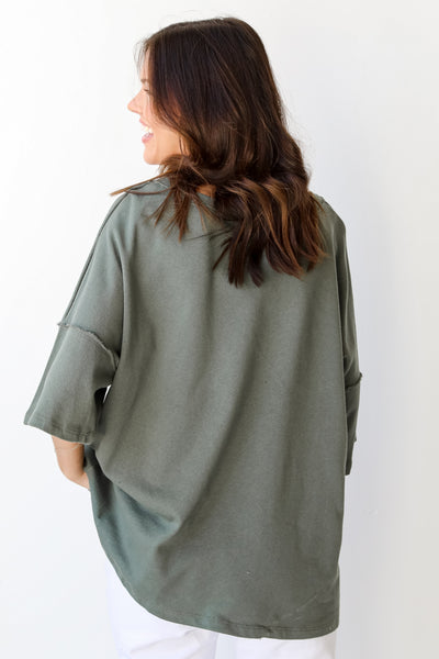 Knit Tee in olive back view