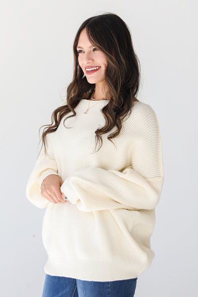 ivory Oversized Sweater side view
