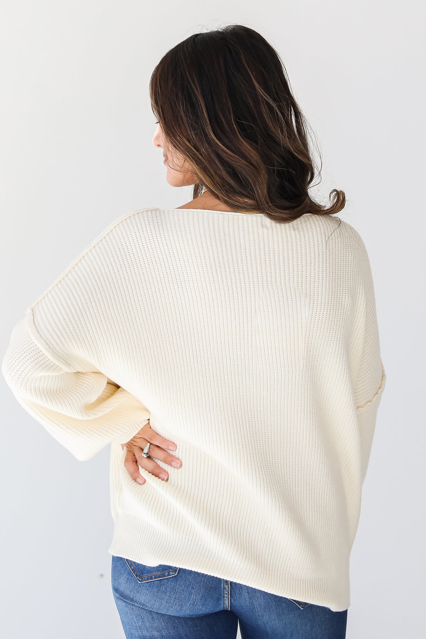 ivory Oversized Sweater back view