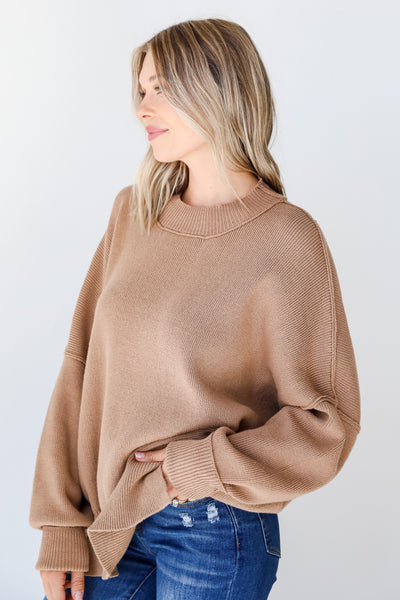 taupe oversized sweater side view