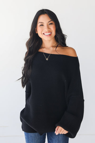 black Oversized Sweater on model
