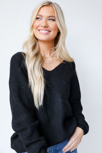 Sweater in black front view