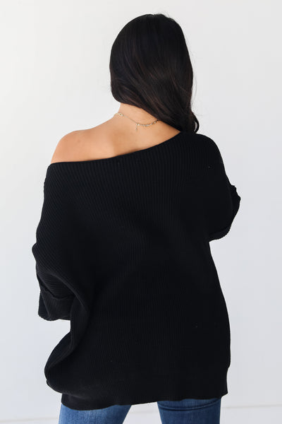 black Oversized Sweater back view