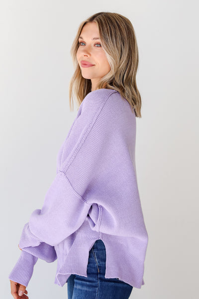 lavender oversized sweater side view