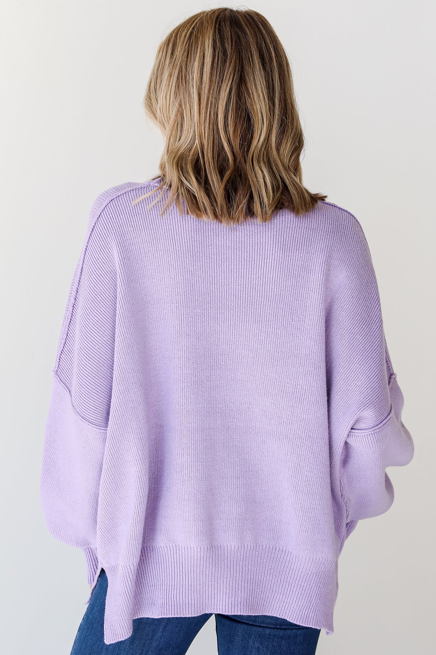lavender oversized sweater back view