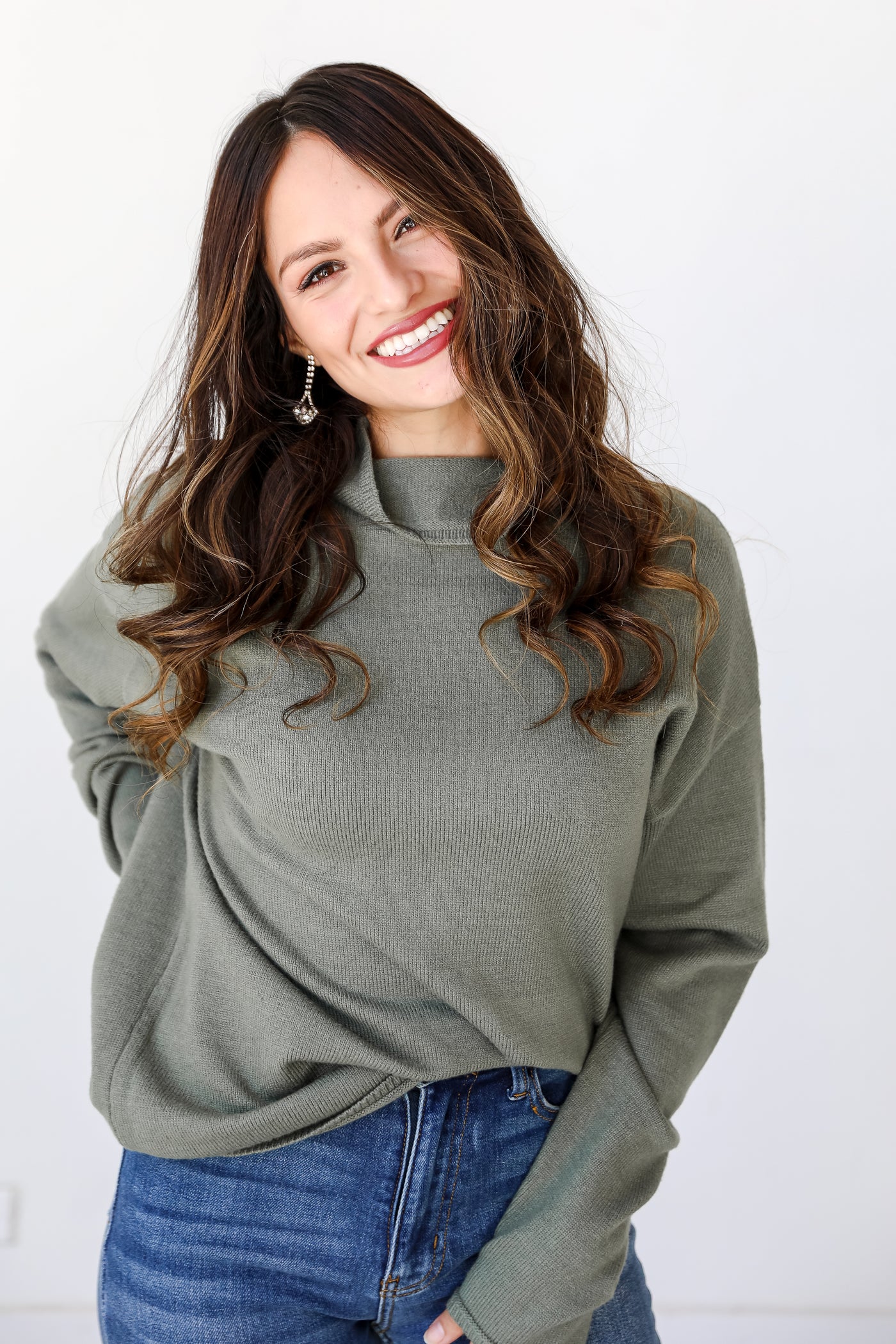 olive Sweater on model