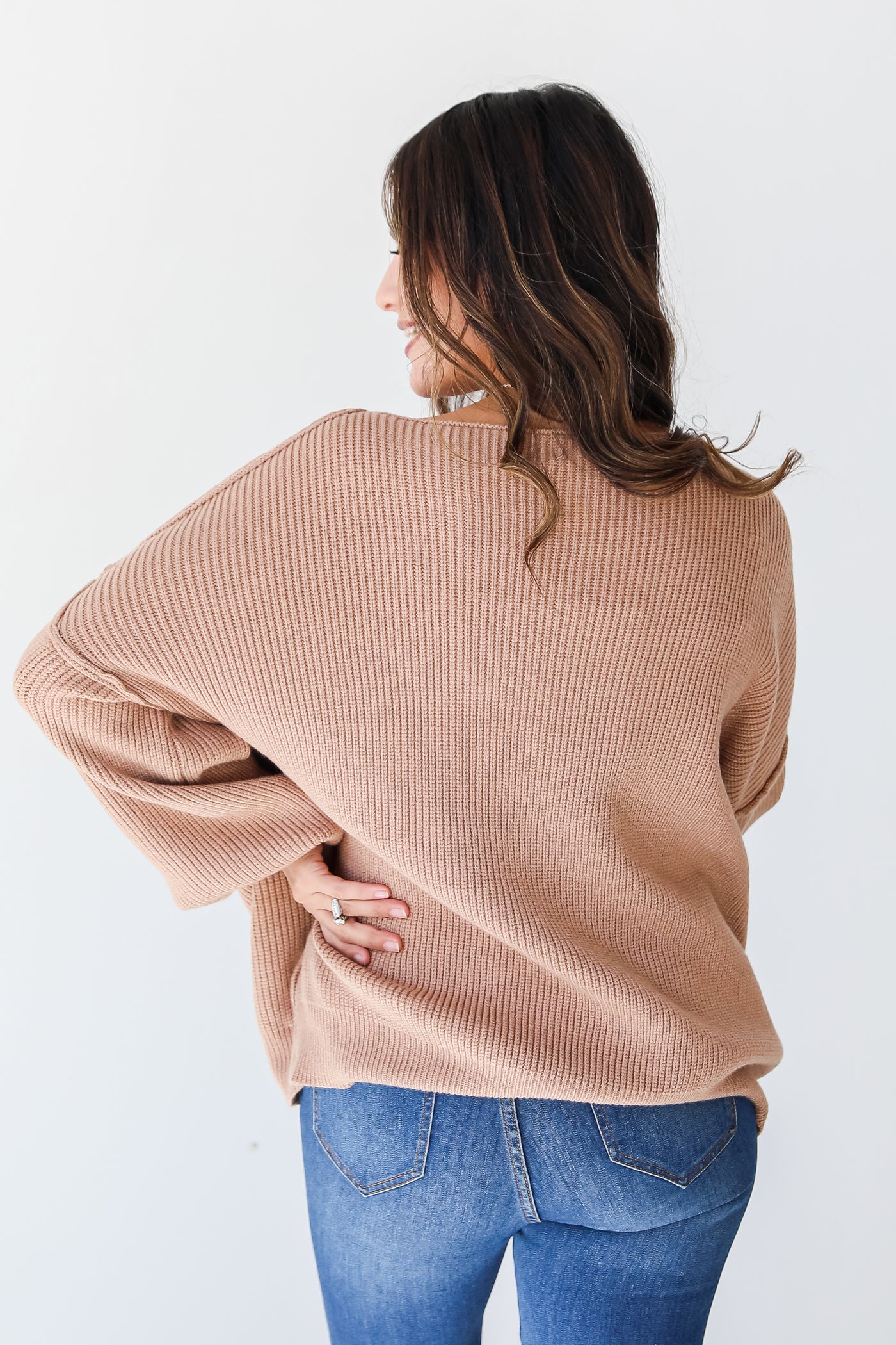 taupe Oversized Sweater back view