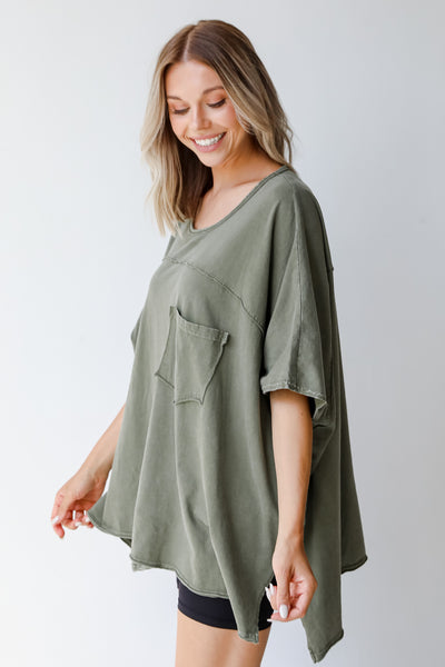 Oversized Tee in olive side view