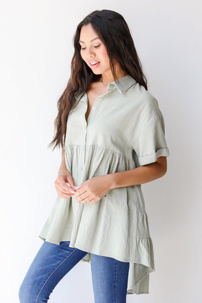 Tunic in sage side view