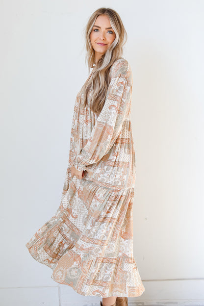 Paisley Maxi Dress on model