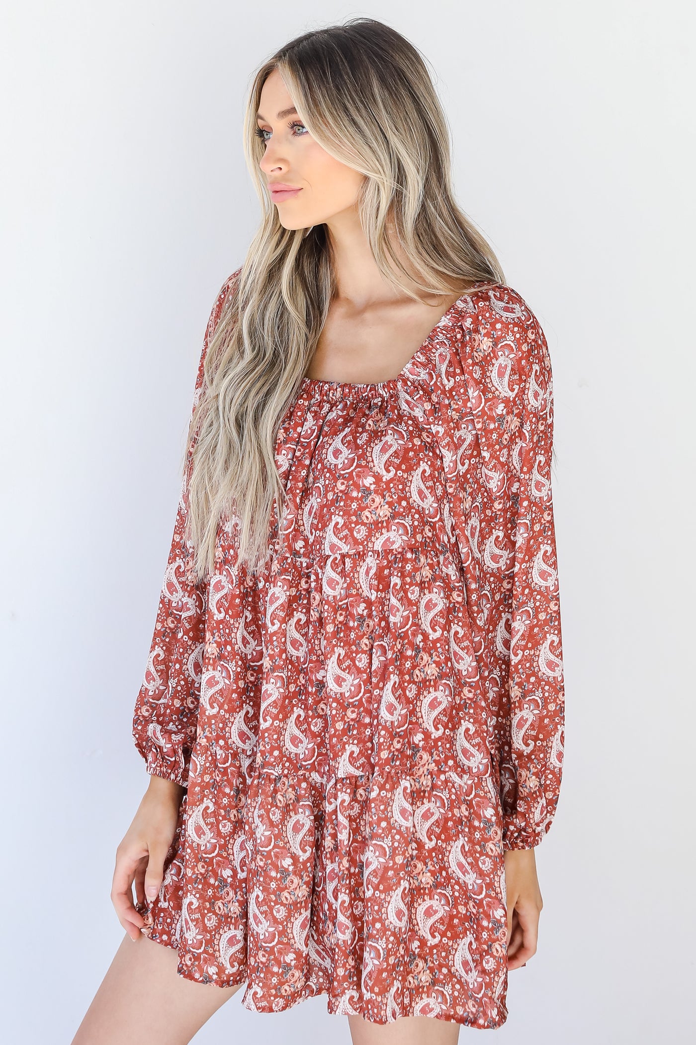 Floral Paisley Dress on model
