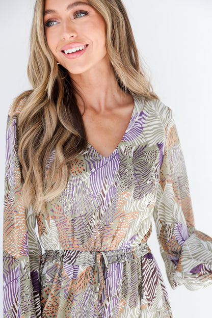 Tropical Midi Dress close up