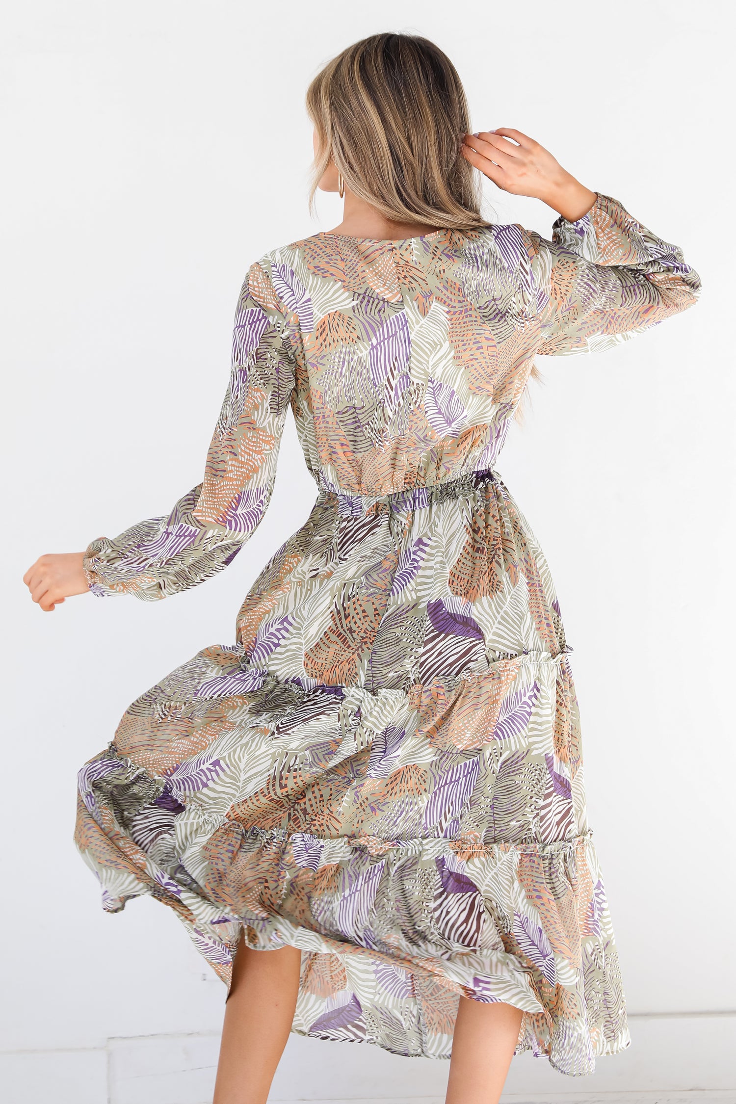 Tropical Midi Dress back view