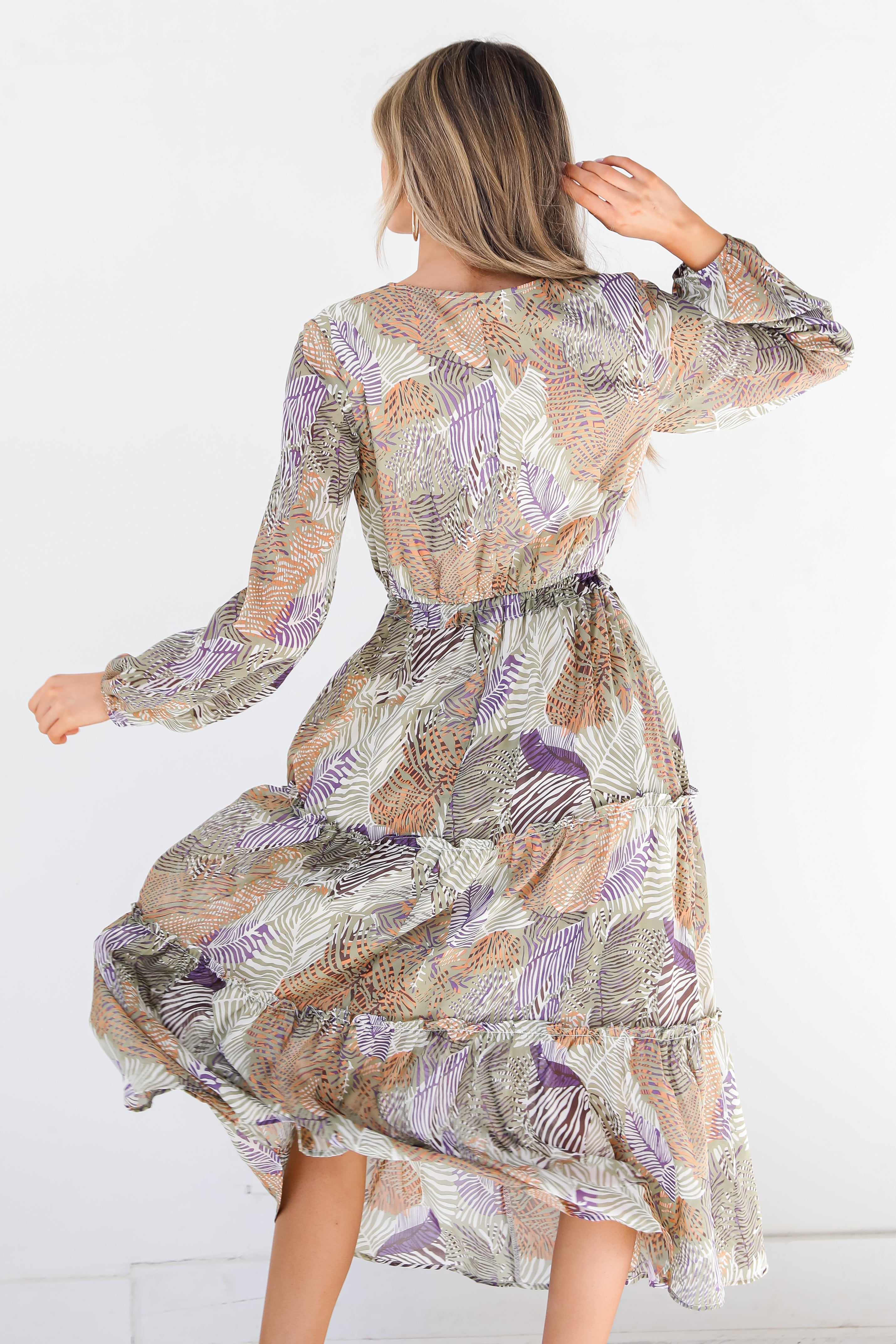 Tropical Midi Dress back view