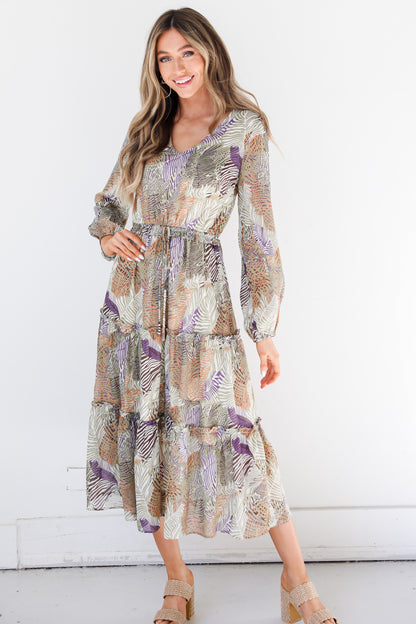 Tropical Midi Dress on dress up model