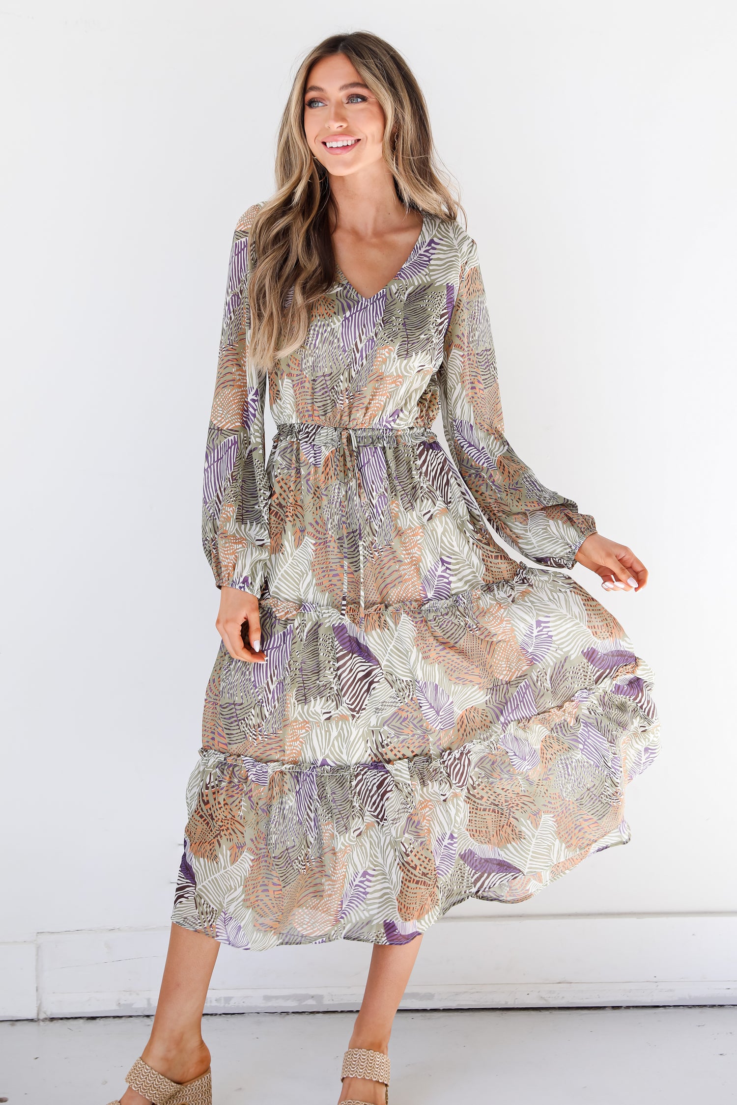 Tropical Midi Dress front view