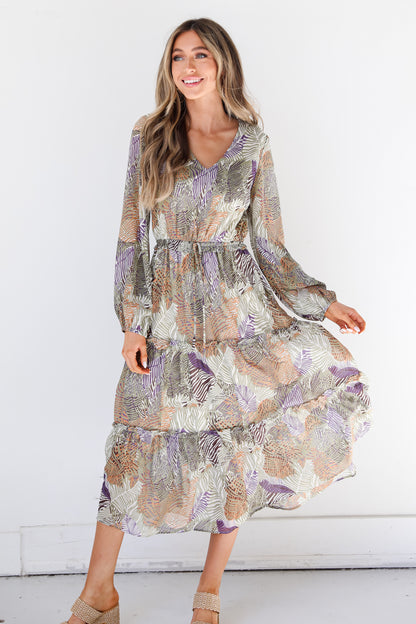 Tropical Midi Dress front view