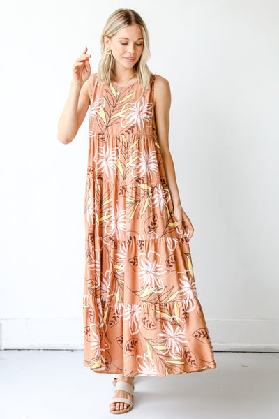 Maxi Dress in clay on model