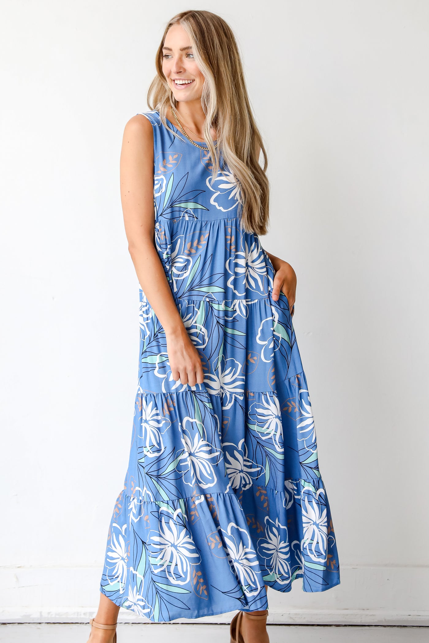 Maxi Dress in blue on model